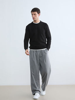 Bisiklet Yaka Petek Dokulu Erkek Triko Kazak