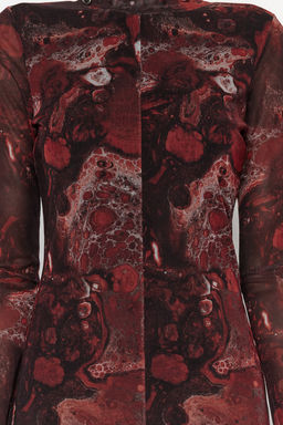 Kahverengi Bask?l? Tul Astarl? Vucuda Oturan Dik Yaka Midi Orme Elbise TWOAW24EL00165 - Trendyolmilla фото 10