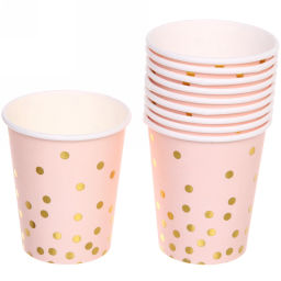 Цена за 6 шт. Стакан бумажный 0,2л в наборе 10 шт "Конфетти" розовый