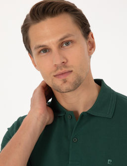 Koyu Ye_il Slim Fit %100 Pamuk K_vr_lmaz Polo Yaka Basic Ti__rt
