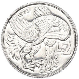 Монета 2 лиры 1973 года Сан-Марино