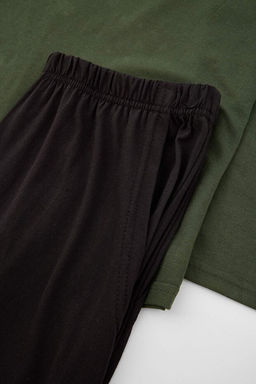 Koyu Ye_il Regular Bask_l_ Homewear Pijama Tak_m_ TMNAW27PT00001 - Trendyolmilla фото 2
