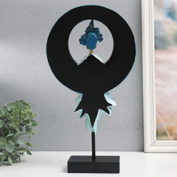 Фигурка полистоун «Девушка в африканском головном уборе», сине-голубой, 21×7.5×38.5 см