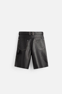 LEATHER-EFFECT BERMUDA SHORTS WITH BELT - Zara фото 9