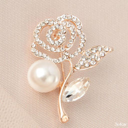 Брошь Роза с жемчугом / GM273-65 /уп 30/