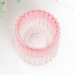 Стеклянный подсвечник на 1 свечу «Долли», d=2.5 см, 4 см, розовый, 6×5×5 см