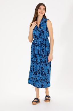 Kad_n Lacivert Dokuma Elbise