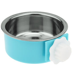 Пэт тойс (Pet toys) Миска для кормления животных из нержавеющей стали Алекс 0,4л, д12,8см h4,7см, пластмассовая подвесная подставка 12,5х15см h5,5см, цвета в ассортименте: розовый, салатовый, бирюзовый (Китай) фото 2