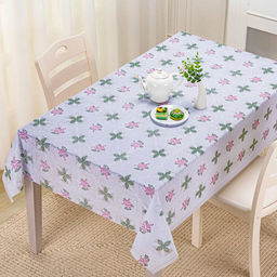 LACE Скатерть ажурная ПВХ Фелиция 137х137см, длина стола до 90см, на 4 персоны, белый фон, цветное тиснение, матовая, на пленке, т.м. Домашняя мода (Китай)