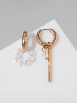 Серьги со съёмным элементом Трансформер круг, белые, золоте