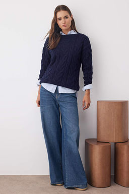 More Sustainable Lacivert Kay?k Yaka Triko Kazak TWOAW26KZ00126 - Trendyolmilla фото 6