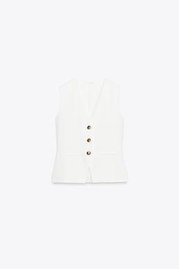 BUTTONED TWILL WAISTCOAT - Zara фото 4