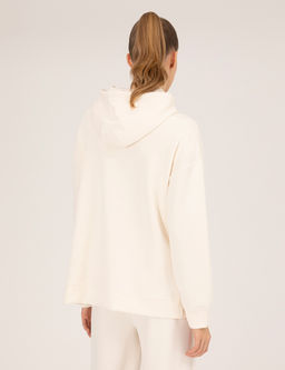Ekru Comfort Fit Kap__onlu Sweatshirt