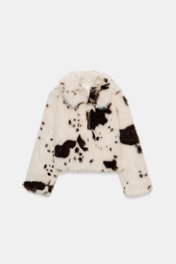 ANIMAL PRINT FAUX FUR JACKET