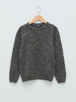 Bisiklet Yaka Kendinden Desenli Uzun Kollu Erkek ?ocuk ?nce Triko Kazak