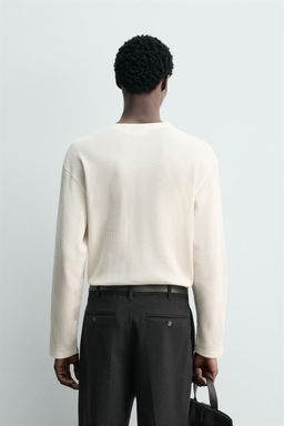 WAFFLE-KNIT HENLEY T-SHIRT