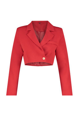TRENDYOLMILLA Siyah Crop Astarl? Dokuma Blazer Ceket TWOAW22CE0086  фото 7