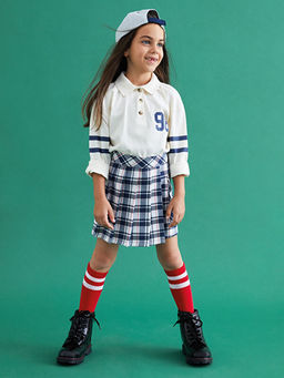 Ekose Gabardin K?z ?ocuk ?ort Etek