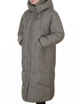 8883 GRAY/GREEN Пальто зимнее женское (150 гр. холлофайбер)