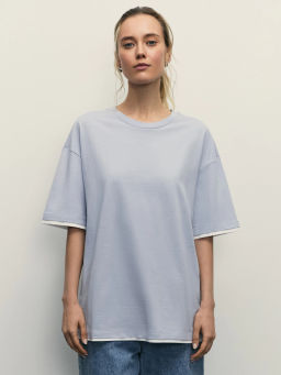 Футболка оверсайз с контрастными окантовками / Zarina  фото 3