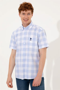 U. S. Polo Assn Мужская синяя рубашка с коротким рукавом - U.s. polo assn фото 7