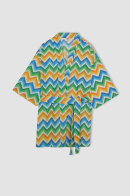 Fall in Love Desenli Pamuklu Kimono - Defacto фото 5