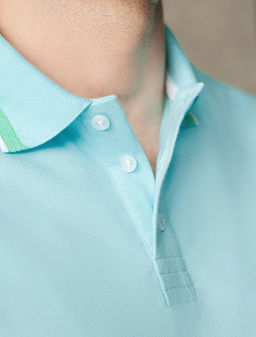 Футболка-поло из фактурного трикотажа - Vilatte фото 6