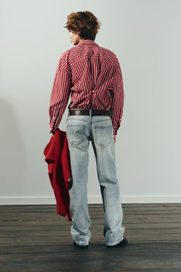 TRF MID-WAIST CROPPED STRAIGHT-LEG JEANS - Zara фото 6