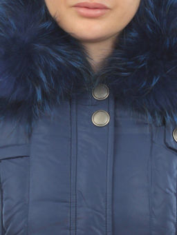 9026 BLUE Куртка зимняя женская (натуральный пух, натуральный мех)