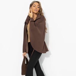 Жакет‑кейп, Дикое притяжение (с поясом, брауни) - Charutti фото 8