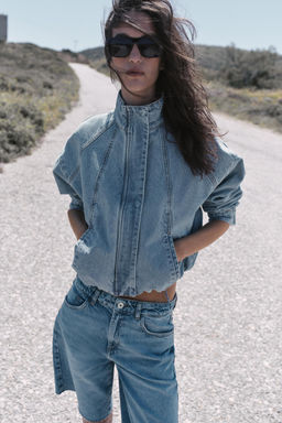 CAZADORA Z1975 DENIM BOMBER CUELLO SUBIDO
