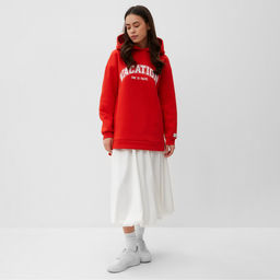 Худи женское MIST Cozy style, красное, размер 48