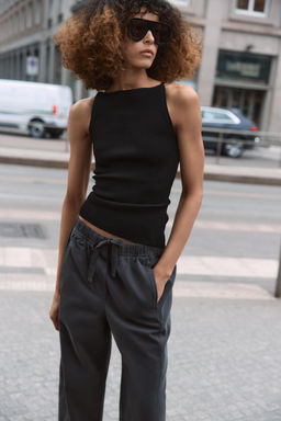 PANTAL?N CINTURA EL?STICA / Gris antracita - Zara фото 4