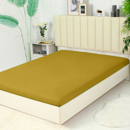 Простыня из сатина гладкокрашенного на резинке - Песочный 180х200х20