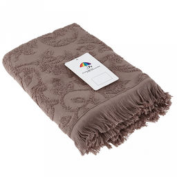 Полотенце махровое "Королевский шик" 50х90см, хлопок 100%, с бахромой, темно-оливковый (Китай)