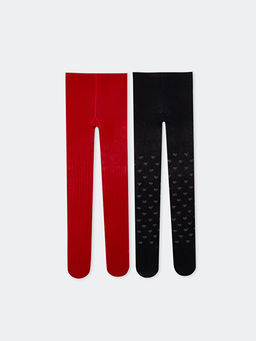 Bask?l? K?z Bebek K?lotlu ?orap 2li