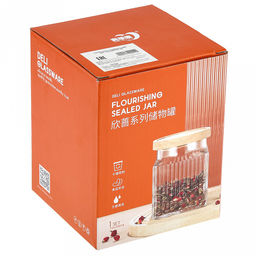 Банка стеклянная прижимная крышка Фреш 1,1л, 11х11см h14см, деревянная крышка с уплотнителем, д/горла - 9,5см, основание - 10,3х10,3см, цветная коробка (Китай) - Домашняя мода фото 6