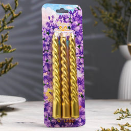 Цена за 2 шт. Набор свечей витых, 1.5×15 см, 3 шт., золотой