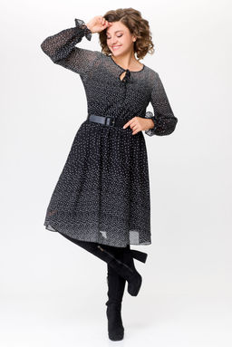 Платье Swallow 683 чёрный в белый горошек градиент фото 2