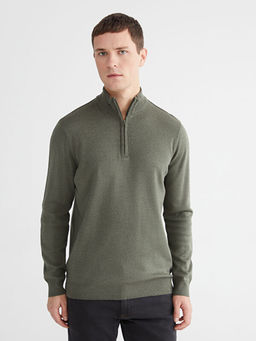 Fermuarl? Dik Yaka Erkek Triko Kazak