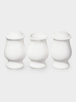 Набор для специй WY Renessans, 3 предмета: солонка, перечница, подставка для зубочисток, 60 мл, фарфор, белый