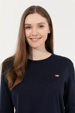 U. S. Polo Assn Женский базовый свитер темно-синего цвета с круглым вырезом - U.s. polo assn фото 8