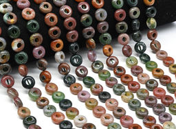 Бусины из агата индийского бублик 10*5мм, 39см, 38 бусин Радуга камня