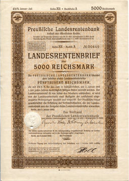 Облигация 4,5% 5000 марок 1940 года Германия