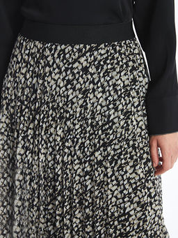 Beli Lastikli Desenli ?ifon Kad?n Pileli Etek