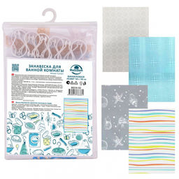 Занавеска для ванной винил 180*180 арт. BD34-52 МультиДом