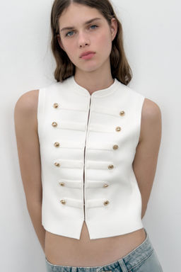 TOP CHALECO BOTONES / Blanco