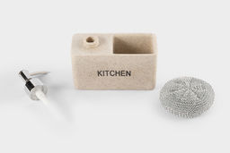 Диспенсер для моющего средства, 160 мл, органайзер, с губкой, полирезин/пластик, бежевый, Stone - Anna lafarg фото 4