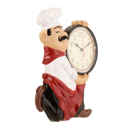 Часы настенные интерьерные «Повар усач», для кухни, бесшумные, плавный ход, циферблат d=13 см, 30×24 см