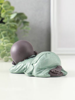 Сувенир полистоун "Маленький спящий будда" зелёно-коричневый 6,5х11х5,3 см